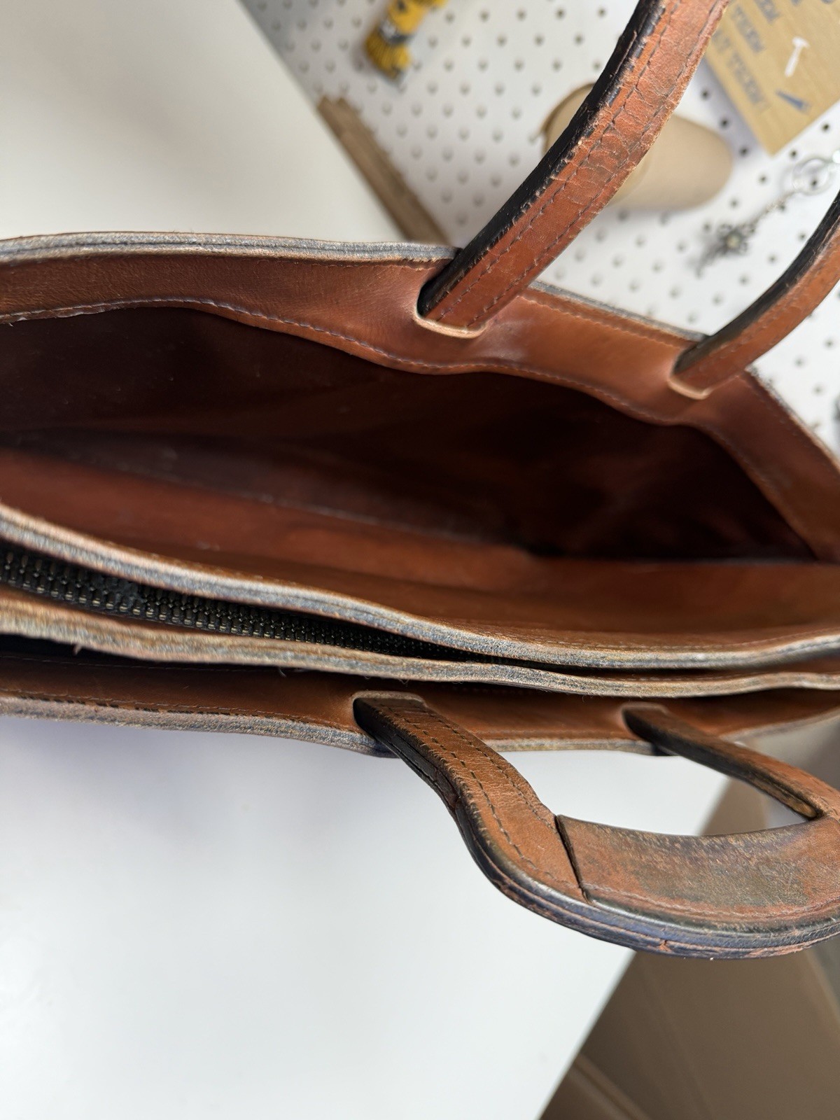 VTG Leather Briefcase Brown Saddle EDF Monogram