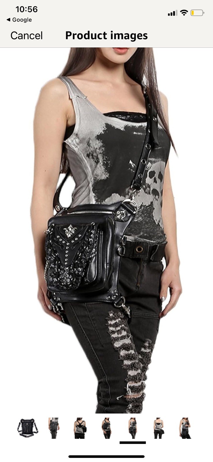 Steel Master Black Zip Buckle Crossbody Adjustable Strap Biker Gothic unisex