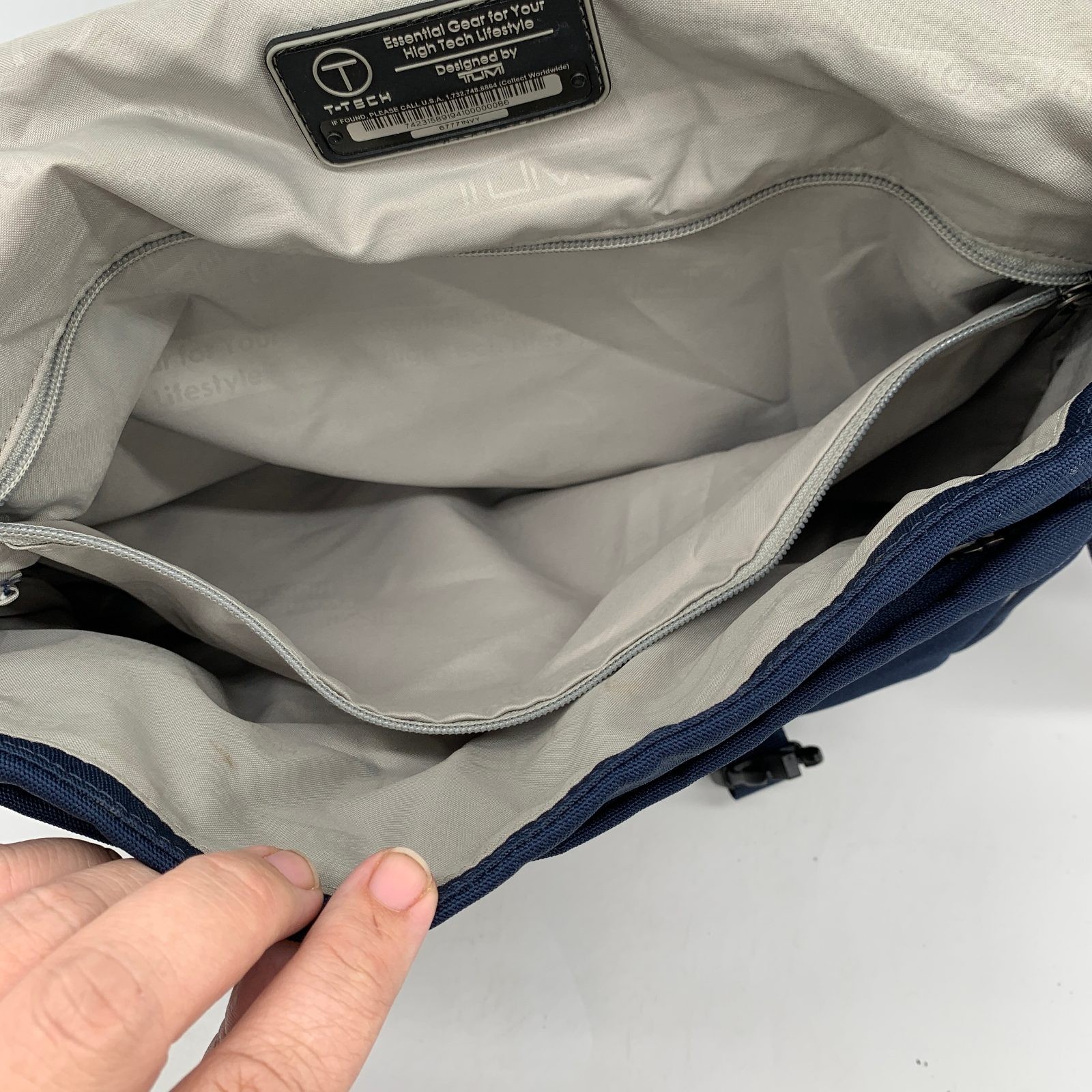 T-Tech by Tumi Messenger Bag Navy Blue Canvas Crossbody 6771NVY 15x10x4