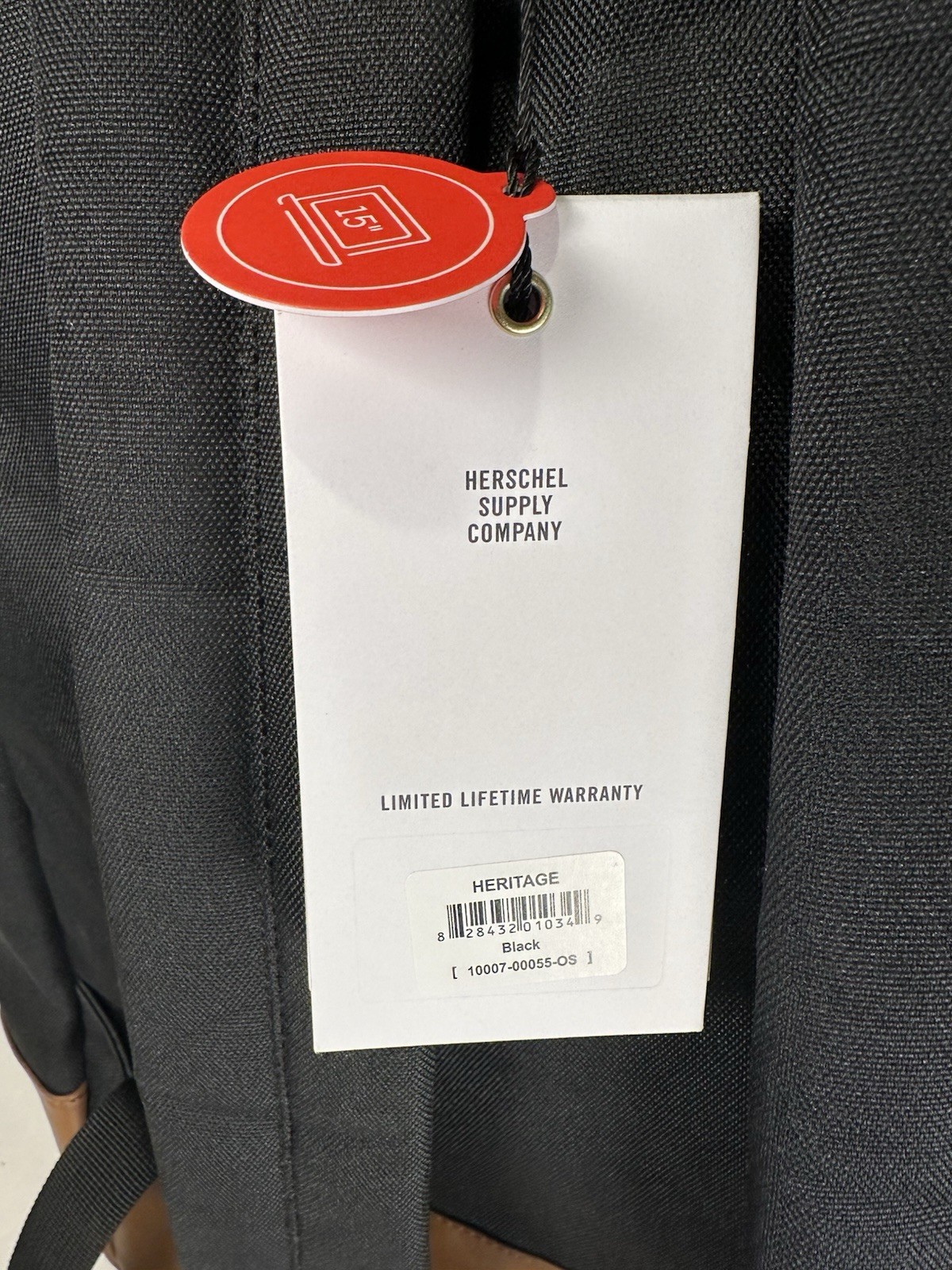 XL 30 L Herschel Heritage Backpack Black/Tan Synthetic Leather Classic
