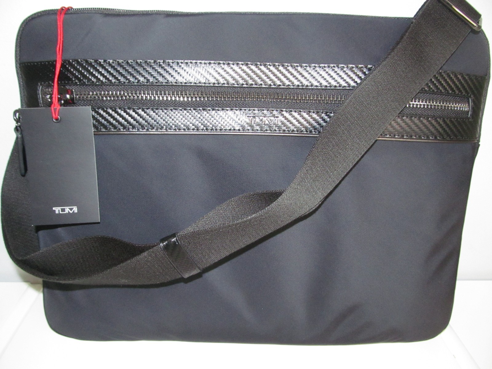 TUMI Kalvin Executive Black Nylon-Leather 14″ Laptop Sleeve-Crossbody-Carbon NWT
