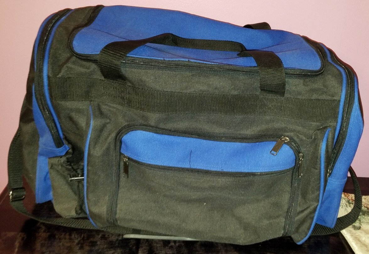 ACRO 21″ DUFFLE BAG – BLACK & BLUE – SPORTS, GYM, TRAVEL BAG