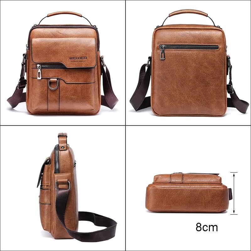WEIXIER Men Crossbody Bag Shoulder Bag PU Leather Messenger Bag Handbag