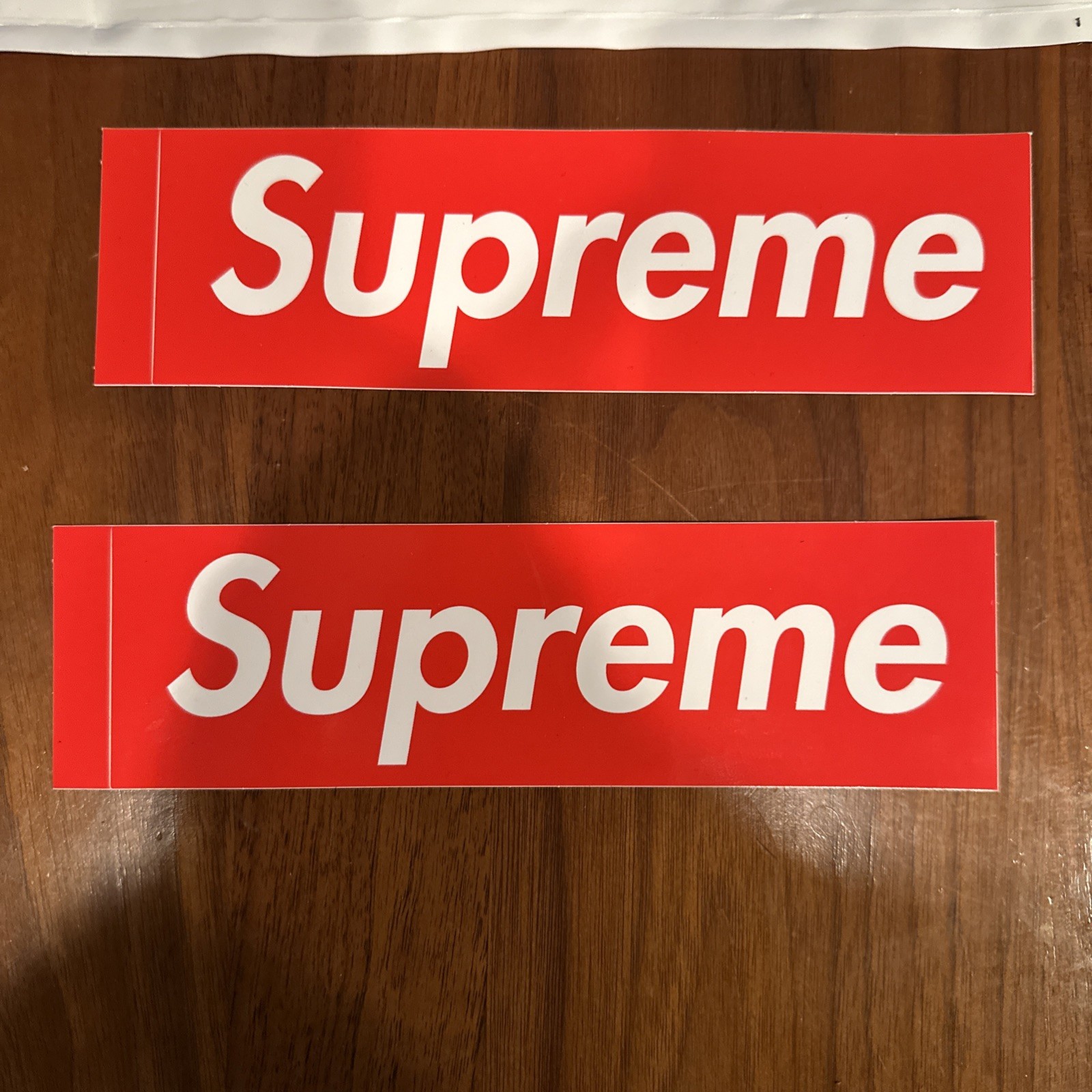Supreme NY Plastic Tote Bag Red Box Logo Shopping Bag and 2 Supreme Stickers