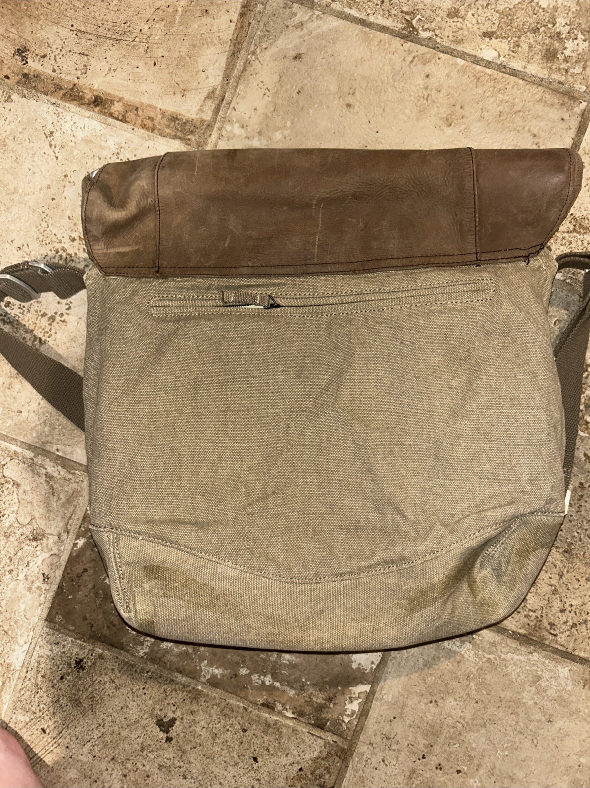 Keen Messenger Bag Tan Canvas Brown Leather Flap Rugged Gorpcore Large