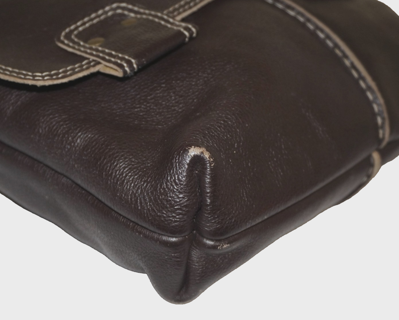 Vintage WILSONS LEATHER Dark Brown Leather Crossbody Bag 15×11 *WEAR