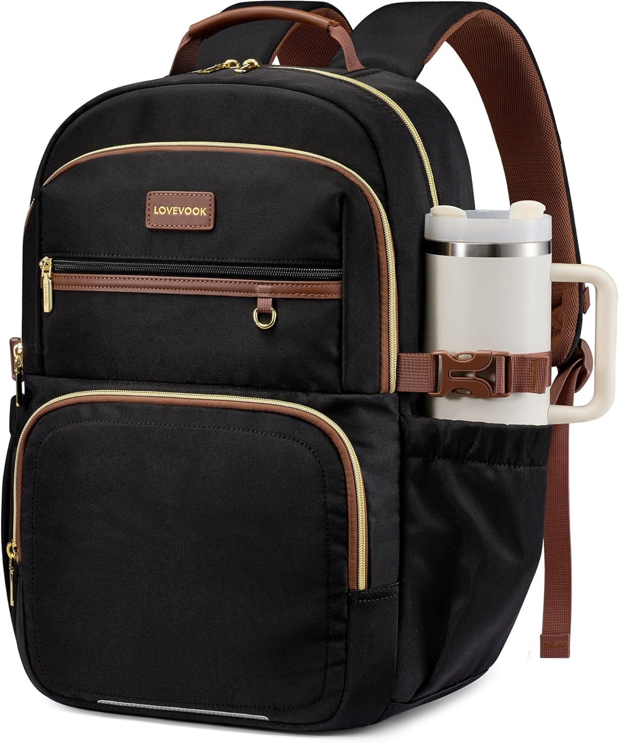 LOVEVOOK Laptop Backpack for Women, 15.6 Inch Travel Backpack with Giant Tumbler