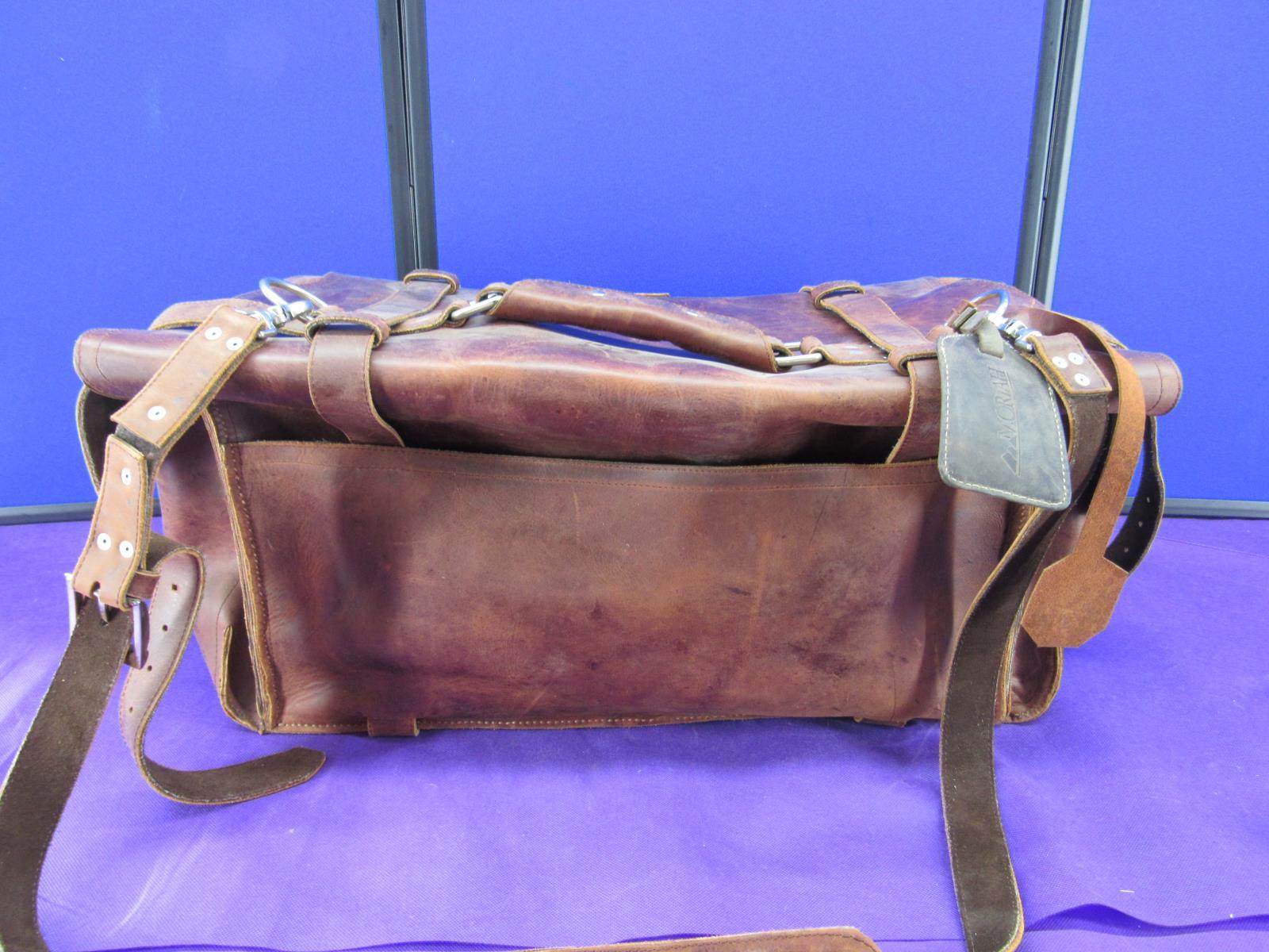 Moriah Genuine Rawhide Leather Duffle Bag Carry-On Luggage Straps 24″in x13x10