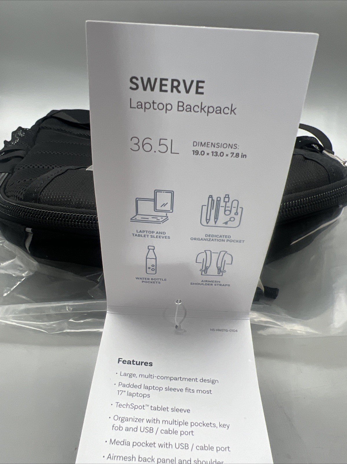 High Sierra 4 ZIPPER LAPTOP POUCH Backpack (Black)NWT