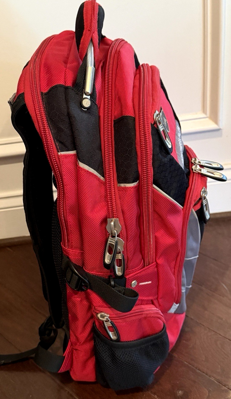 High Sierra Elite 17″ Laptop Backpack Business Travel Tech Bag Red/Gray Black