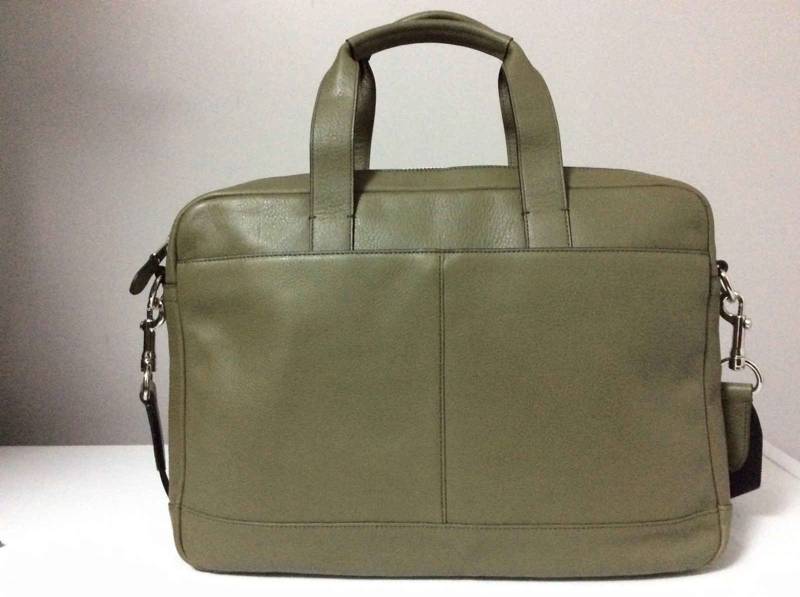 Coach Mens Hudson Surplus Green Smooth Leather Briefcase Bag F71561