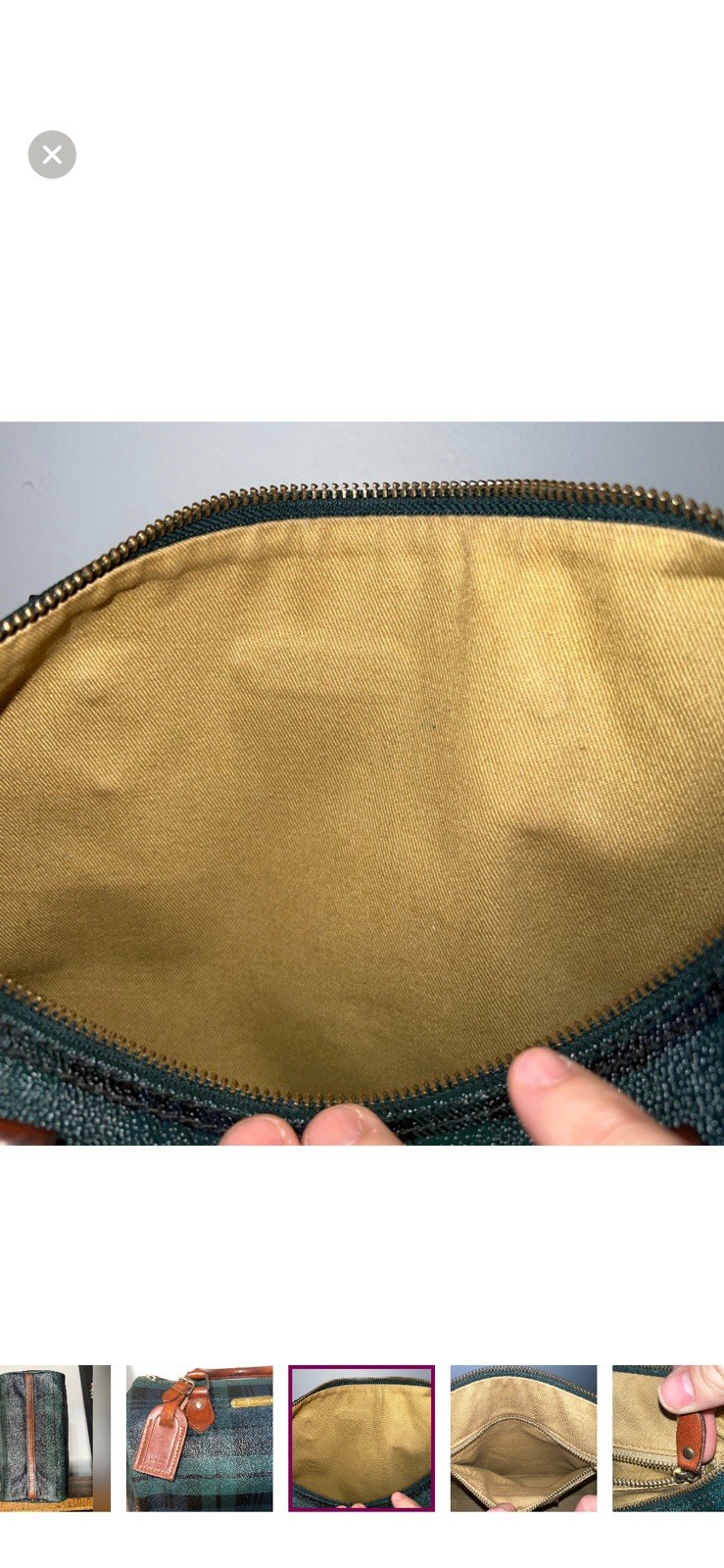 Polo Ralph Lauren Plaid Leather Trim Top Handle Bag Green Black Brown