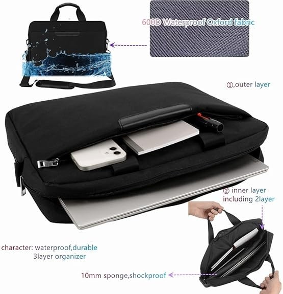 18 Inch Laptop Bag, Expandable Briefcase, Computer Bag Men Black-18.4 Inch