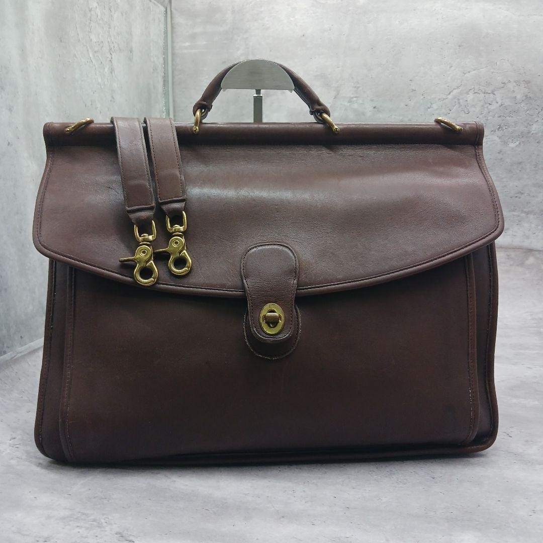 COACH Beekman 2way Glove Tan Leather Briefcase Turn Lock USA Made 5266 Auth
