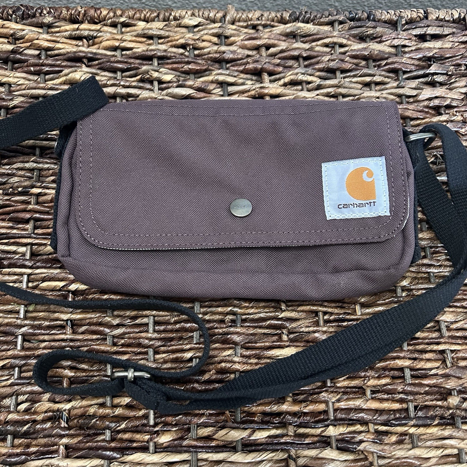 Carhartt Purple Solid Crossbody Bag w/ Adjustable Strap, Snap Flap, Zip Pocket