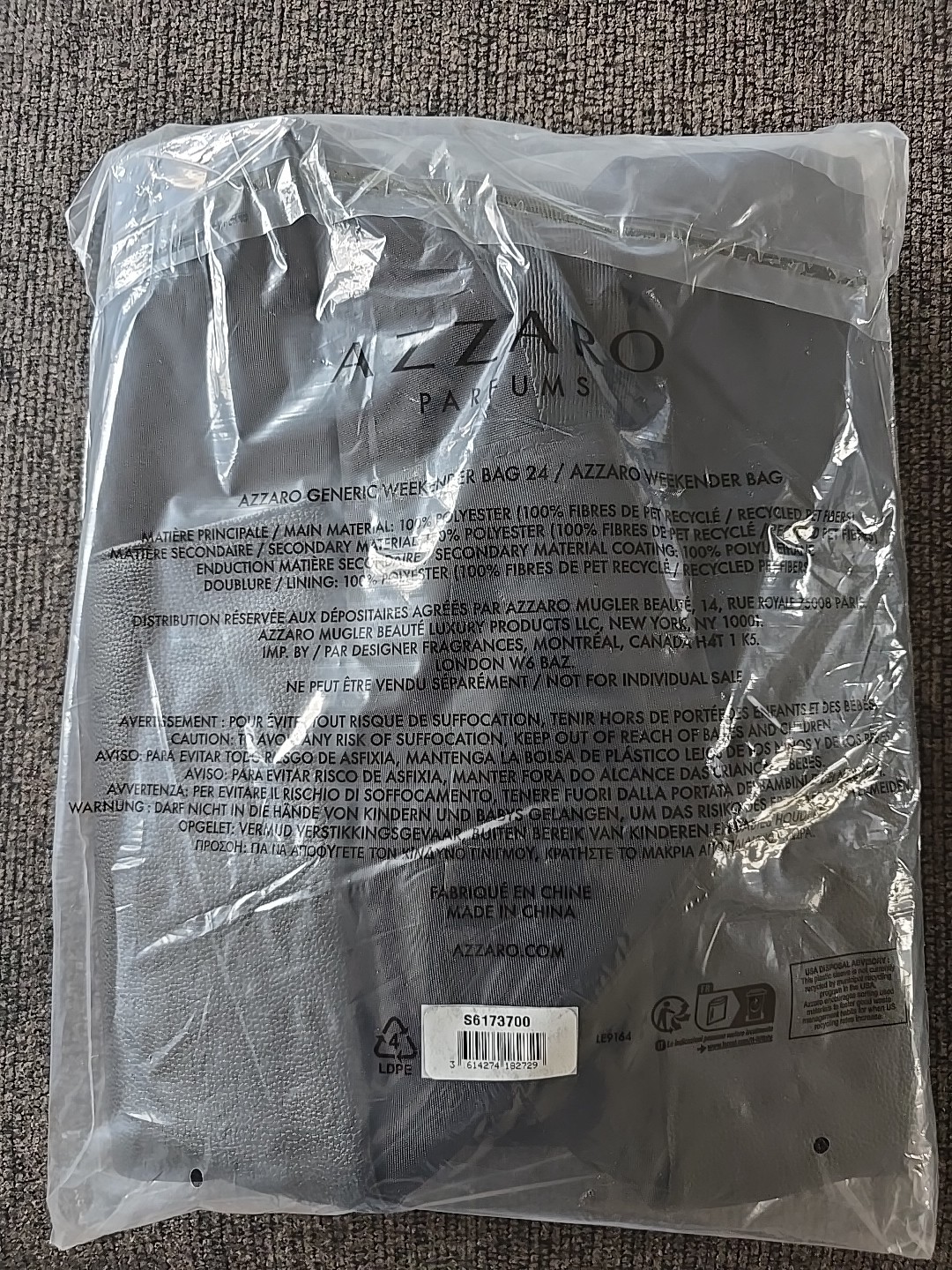 Azzaro generic weekend, duffle, travel bag NWT