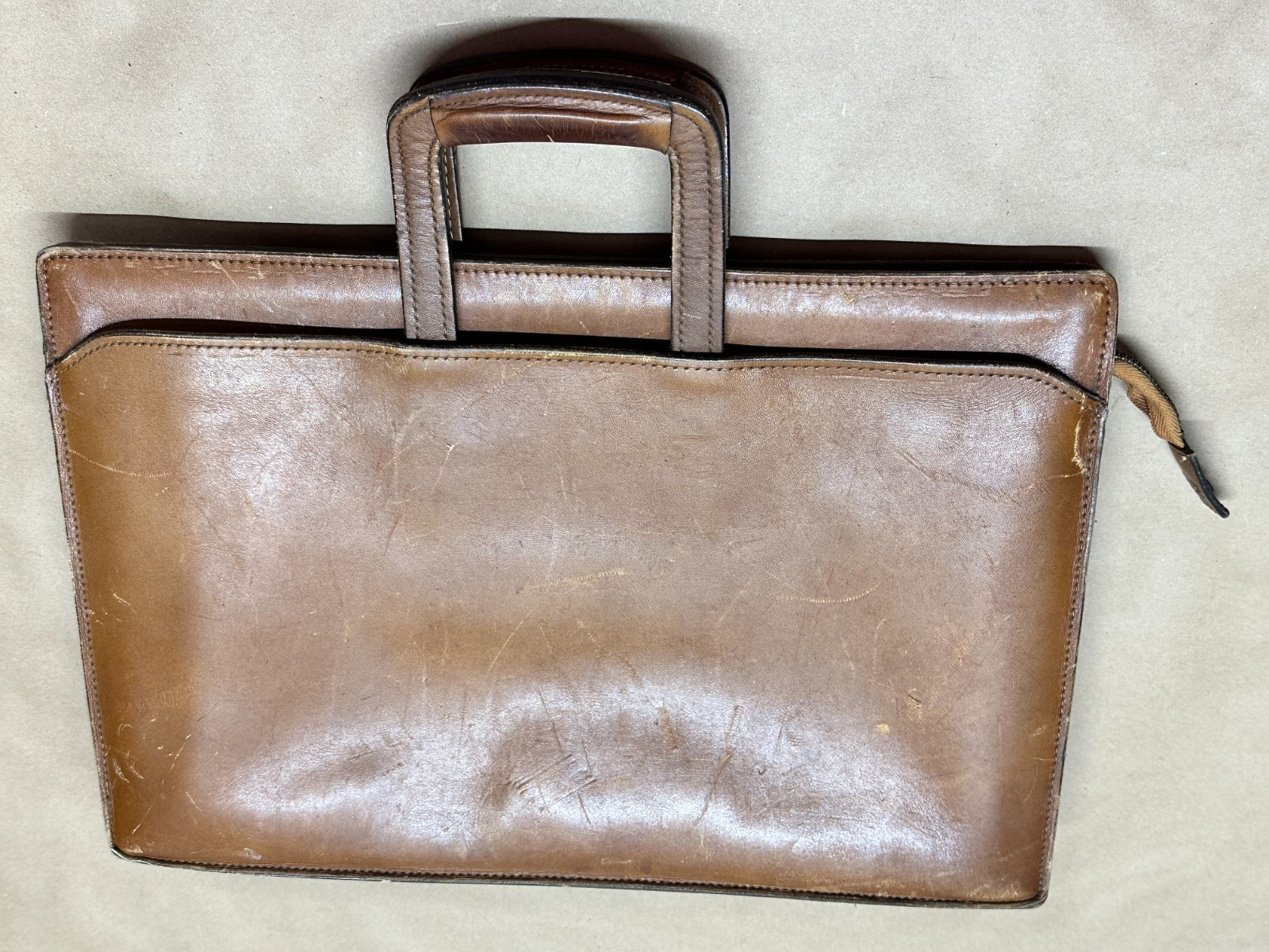 SCHLESINGER Brothers CASE SETTER California Saddle LEATHER BAG Briefcase Brown
