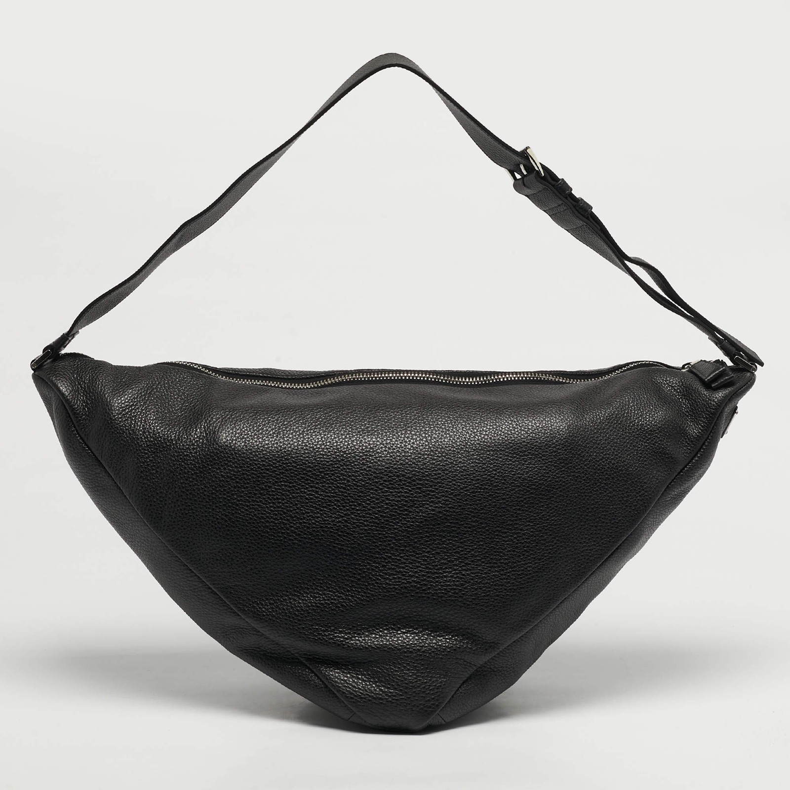 Prada Triangle Logo Embossed Black Vitello Dain Leather Bag