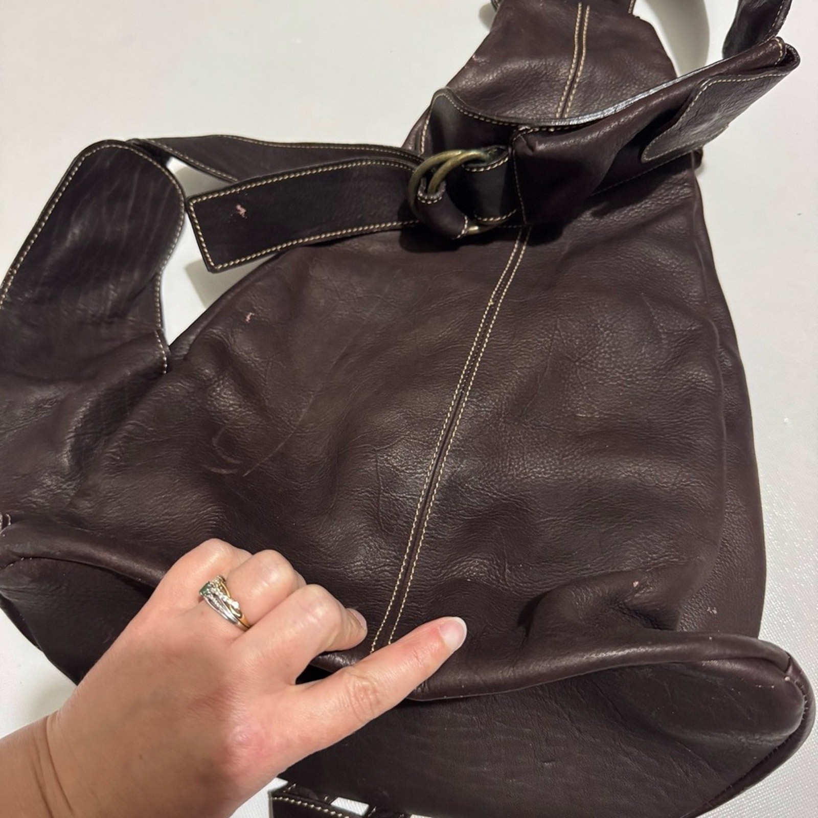 Good Old Days Brown Leather One Shoulder Backpack Bag Mens Hiking Outdoor School
