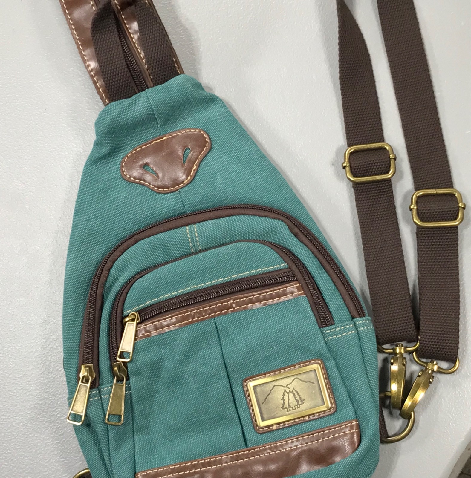Teal Canvas Messenger Sling Shoulder Bag Rucksack Travel Work Sport