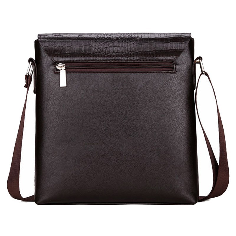Men’s Black Crocodile Leather Crossbody Bag – 10″ Sling Shoulder Messenger Bag