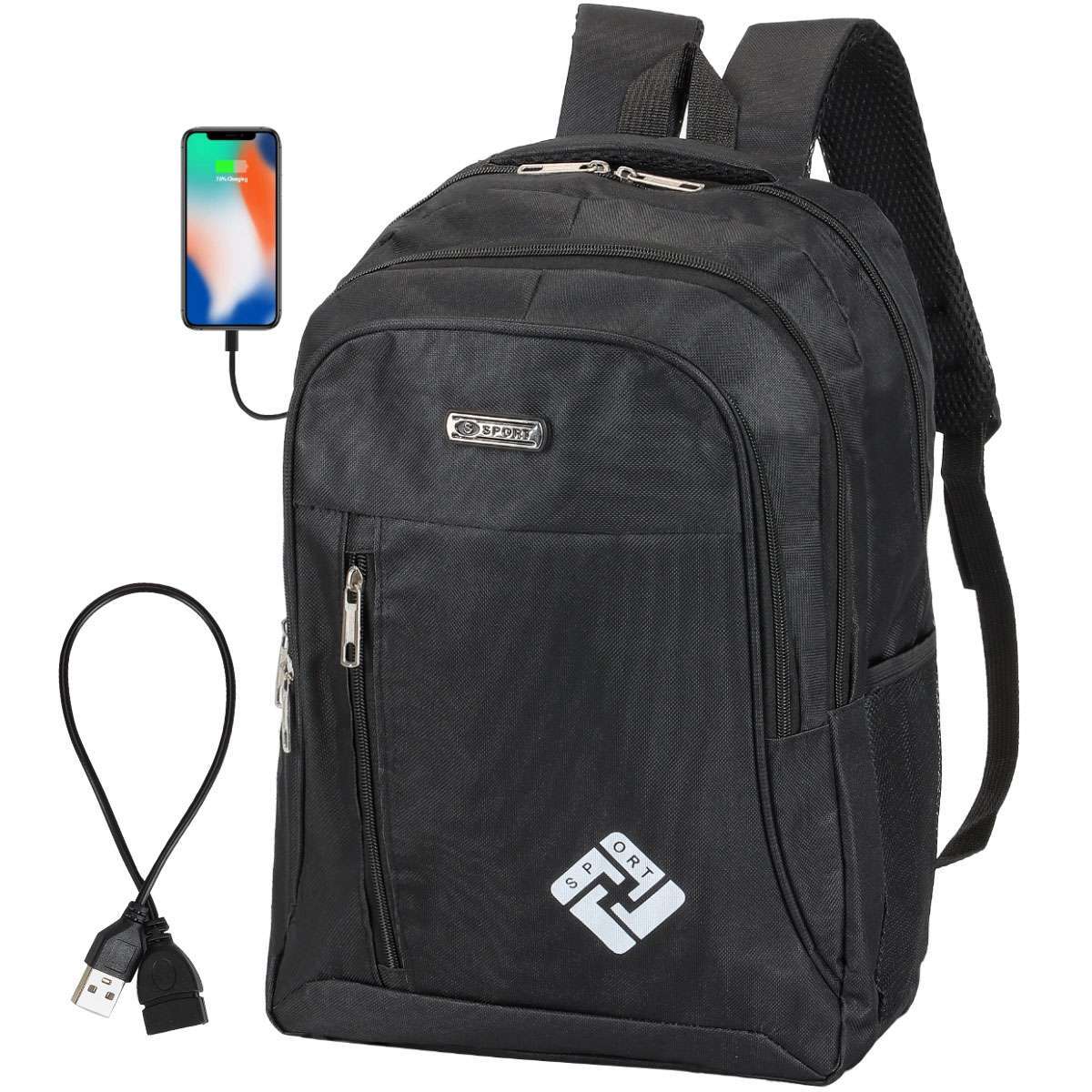 17″ Backpack Oxford Laptop Backpack Travel Business School Book Bag w/ USB Port