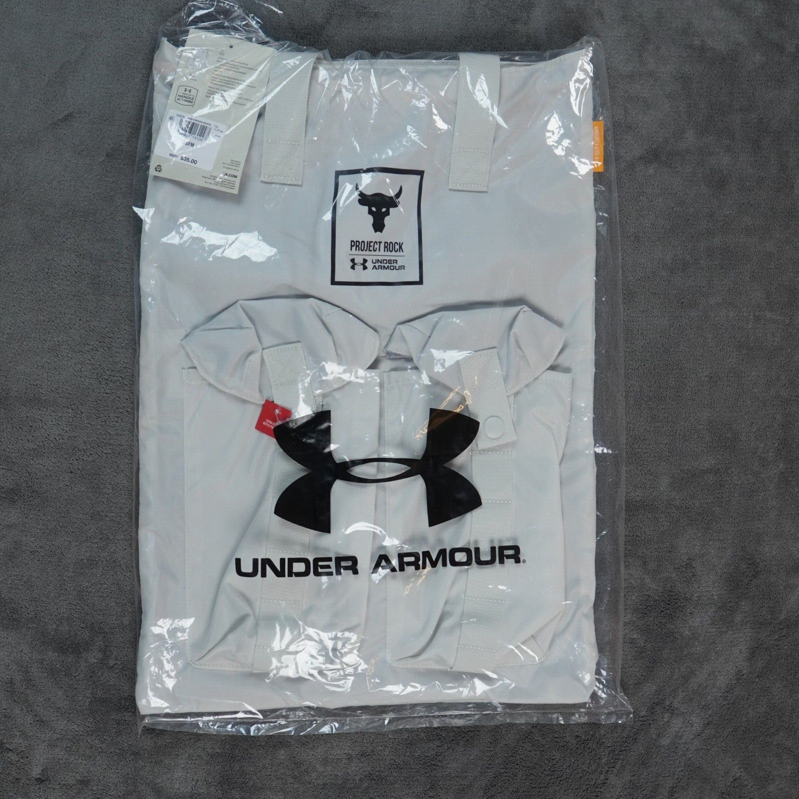 Under Armour UA Bag 19 Litre Project Rock Training Gym Sack White Clay 1369226