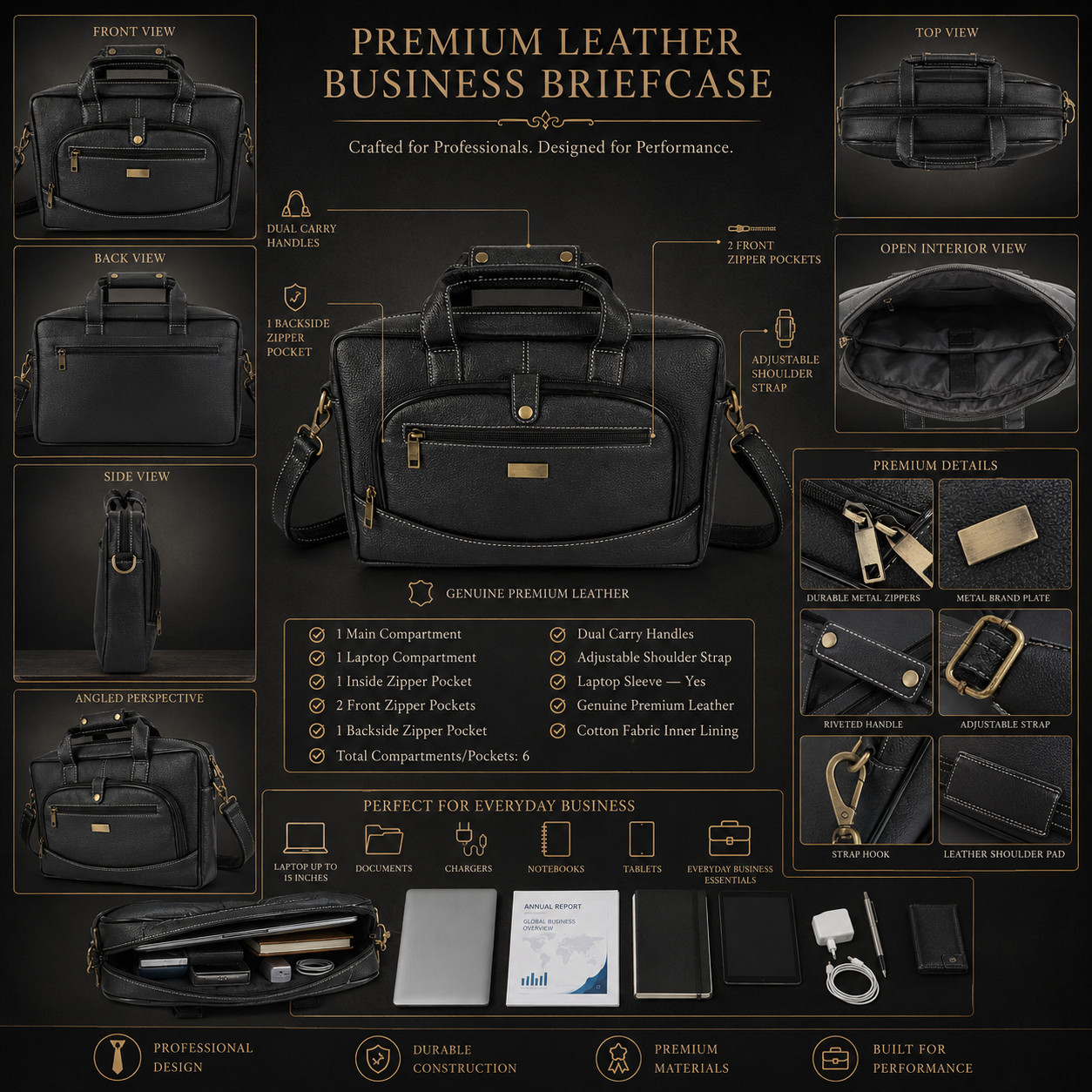 Personalized Leather Laptop, Messenger , briefcase Office Work Shoulder Bag