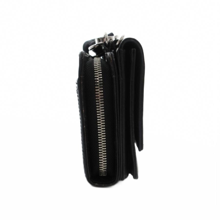 DIESEL Shoulder Wallet Leather Black Magnetic Zip Closure Mens