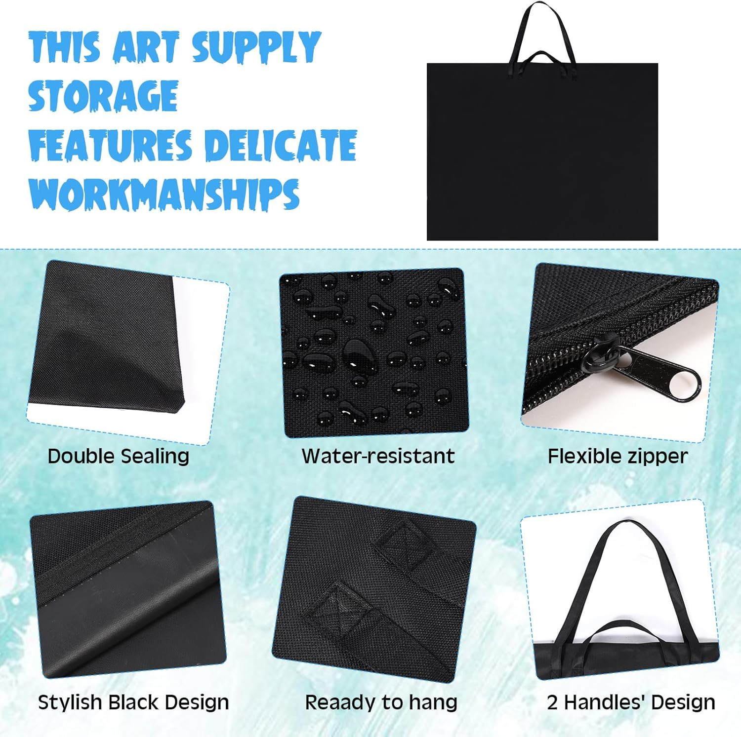 48 x 36 Inch Art Portfolio Bag Large Size Art Supply Bag with Nylon Shoulder Wat