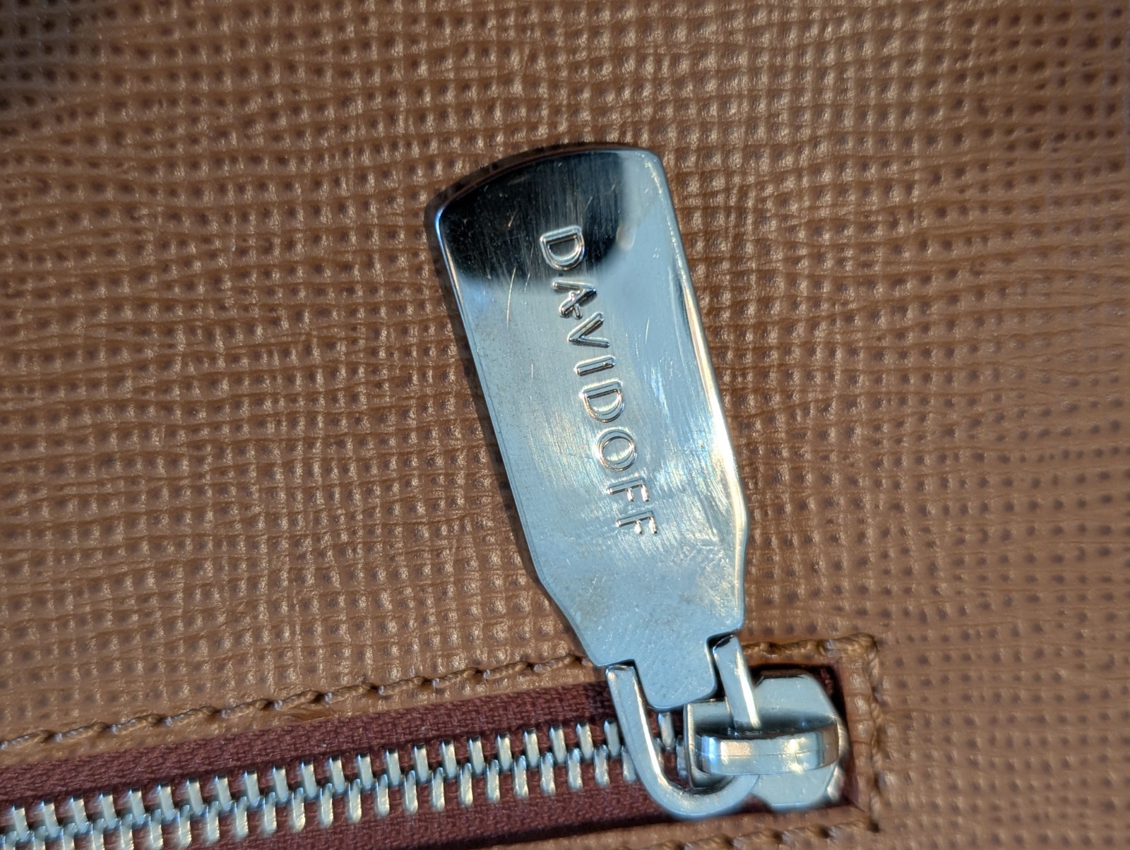 Davidoff Italian Leather Laptop Briefcase Bag in Cognac w/Palladium Hardware