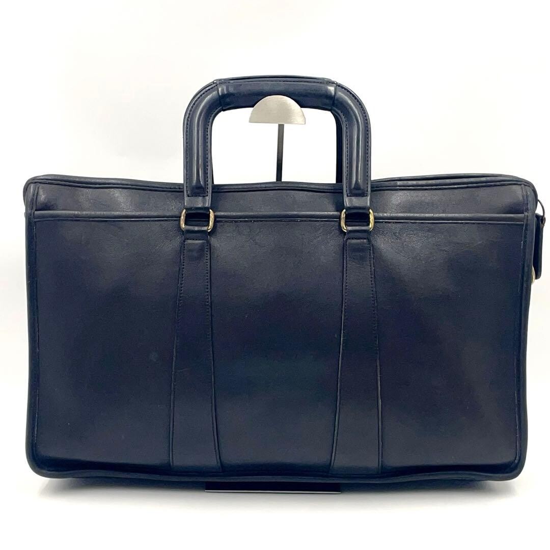 Coach Glove Tanned Leather Briefcase 2 Way Black Business Bag 5282 Men A4 PC