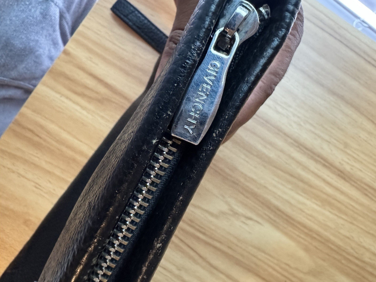 Givenchy Black Men’s Clutch Bag Geometric Pattern Zipper Wrist Strap