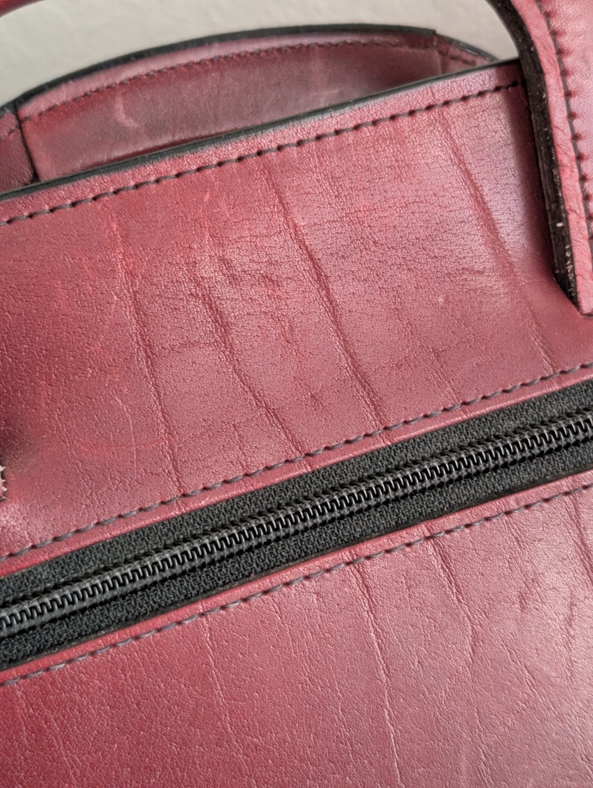 Vintage Schlesinger briefcase bag crossbody leather oxblood burgundy *READ*