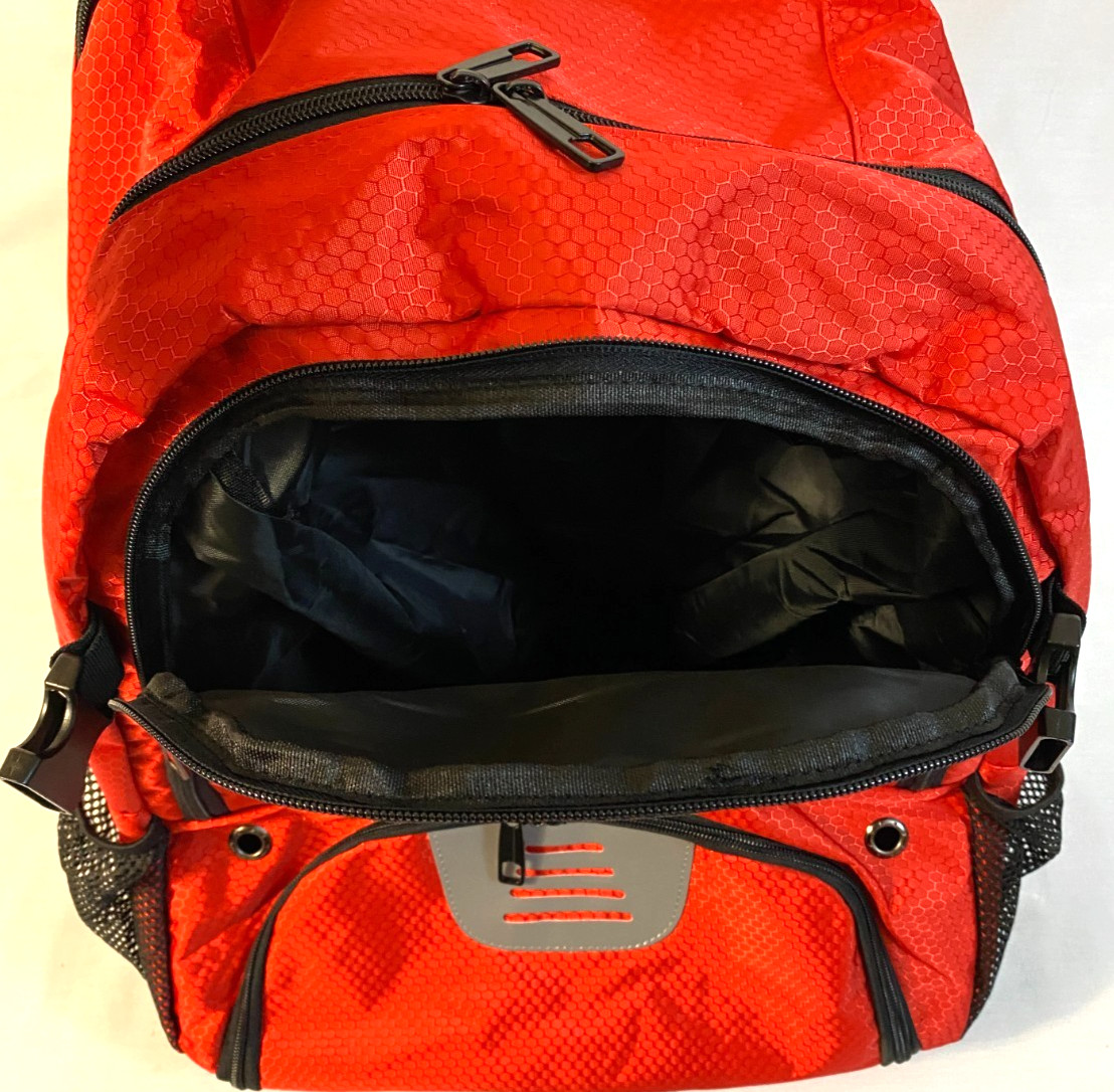 Zoea Red Sports Gear Backpack Large Multi-Pocket Travel School Gym Bag New