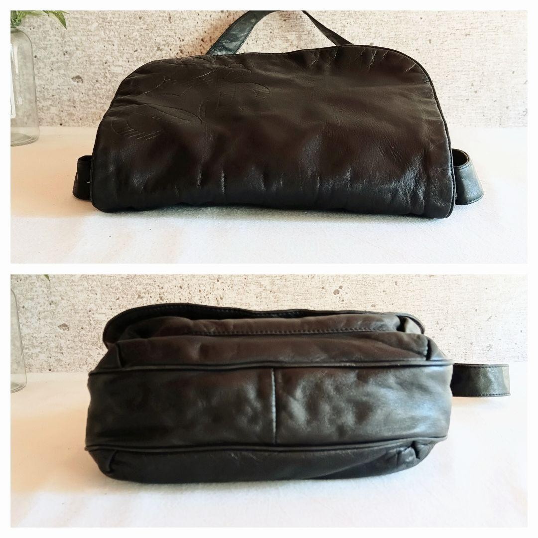 Loewe Vintage Leather Shoulder Bag Crossbody Anagram Black w/dustbag 27x21x5cm