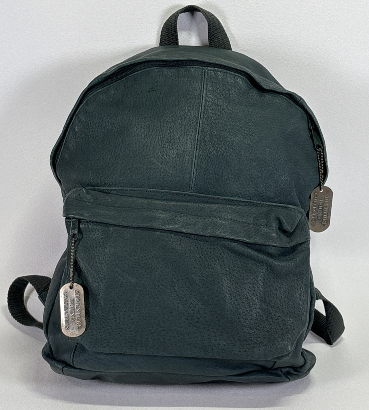 Wilson’s Adventure Bound Green Leather 2 YKK zippered pocket backpack Sunkissed