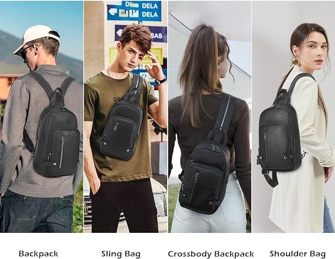 Crossbody Sling Backpack, Causal Unisex Daypack Cross Body Shoulder Purse -Gray