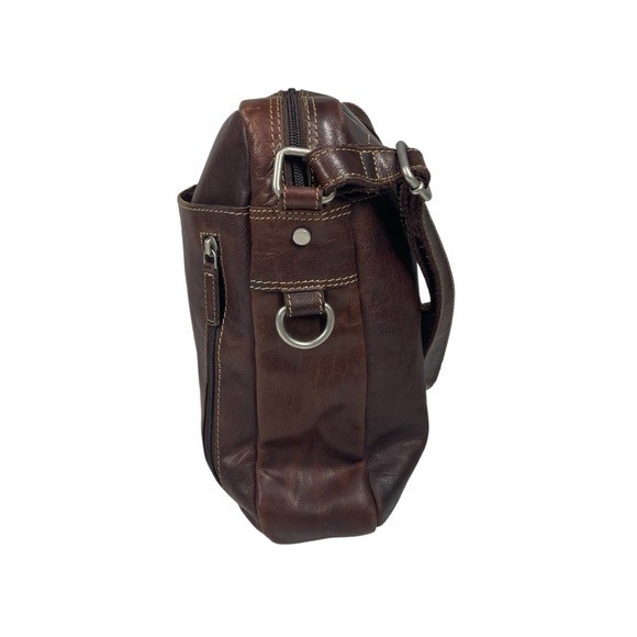 Jack Georges Buffalo Leather Large Crossbody Travel Bag Dark Brown Voyager Tote