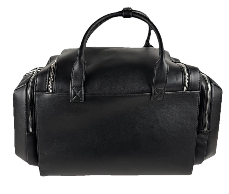 Alfani Black Polyurethane Duffle Weekender Travel Bag NWT One Size