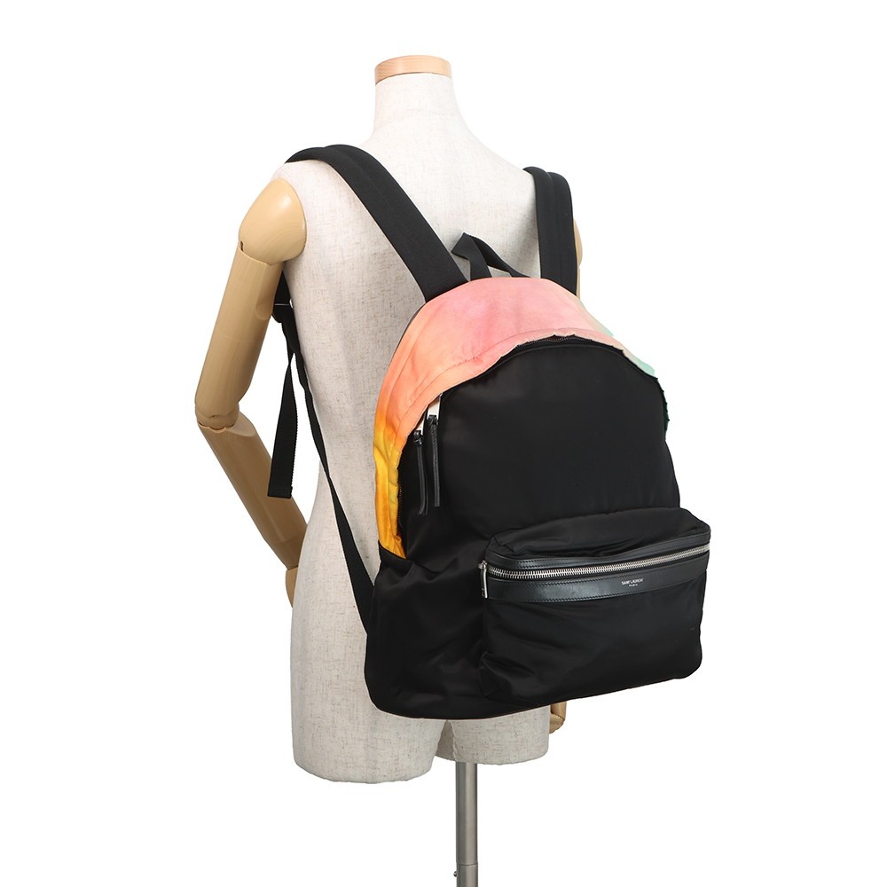 SAINT LAURENT PARIS City Backpack Nylon Black/Multicolor 465448