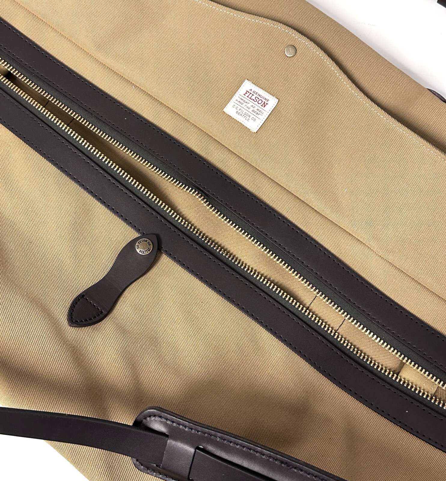 FILSON 11070223 Duffle Large Rugged Twill Bridle Leather Tan Bag Made in USA