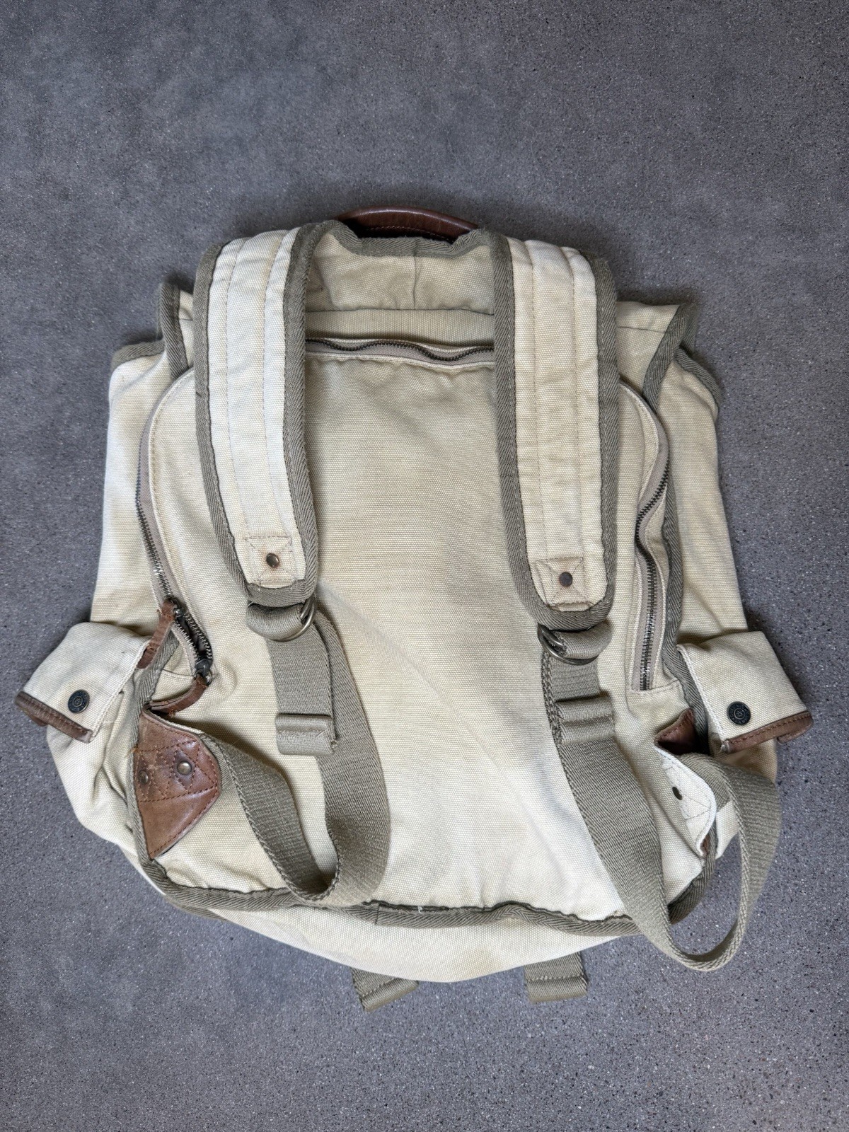 A. Kurtz Maplewood Courier Backpack Cotton Canvas Military Rucksack Leather Trim