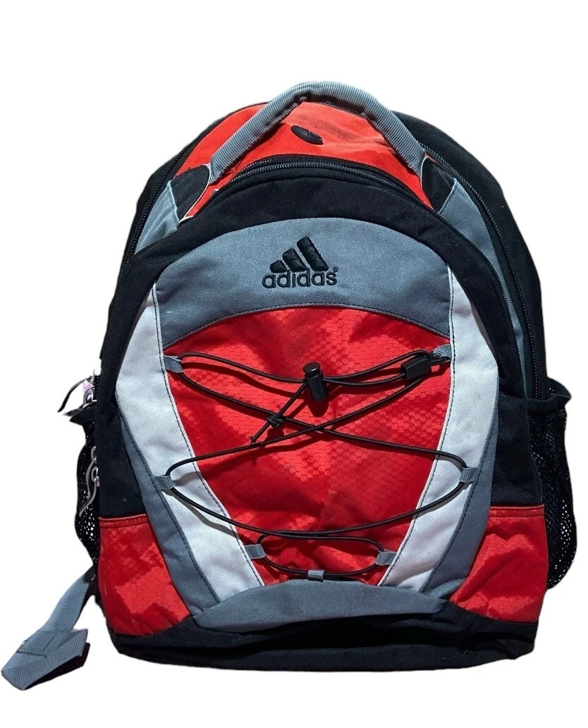 Adidas Prime Backpack with LoadSpring Straps, Red/Gray/Black Laptop School Bag