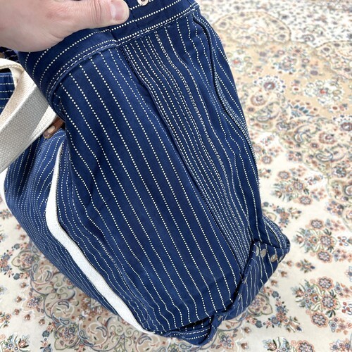 [B+, Size OS] RRL Double RL Stripe Denim Tote — Suede Trim / Canvas Handle / USA