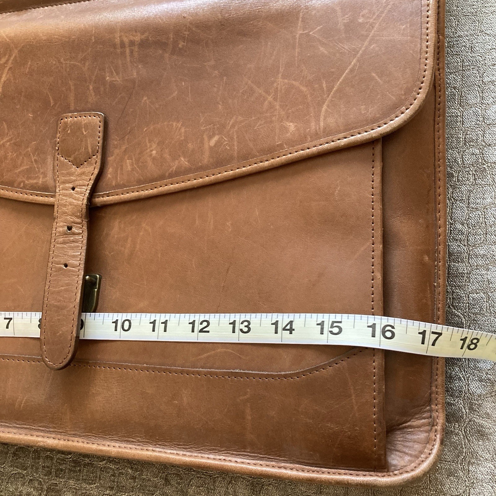 Vtg LL Bean Brown Leather Briefcase Attaché Organizer 17” x 12.5” Business Folio