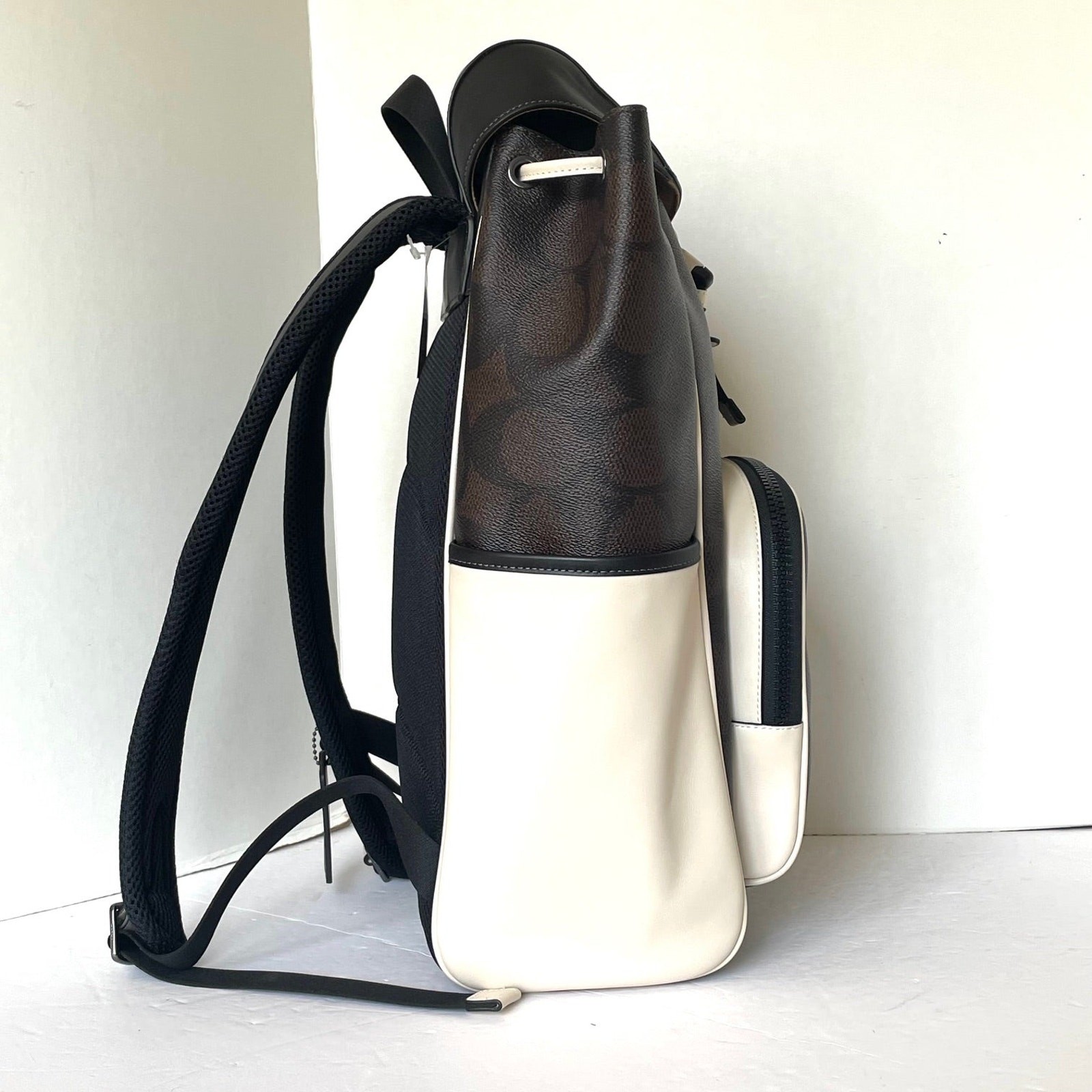Coach Racer Backpack CY775 Walnut Chalk Colorblock Signature Laptop Bag