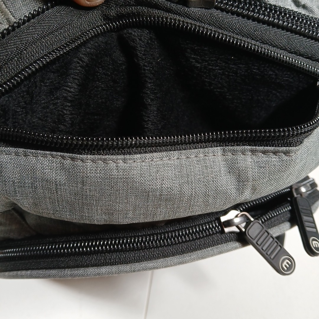 Travis Mathew The Go Laptop Backpack Gray Fleece Lined 12.5″x19.5″x6″ “Hole”