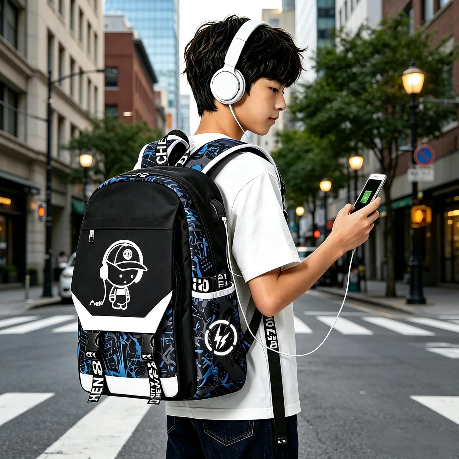Anime Luminous Backpack Waterproof.Cool Backpacks15.6 in Large Capacity Laptopei