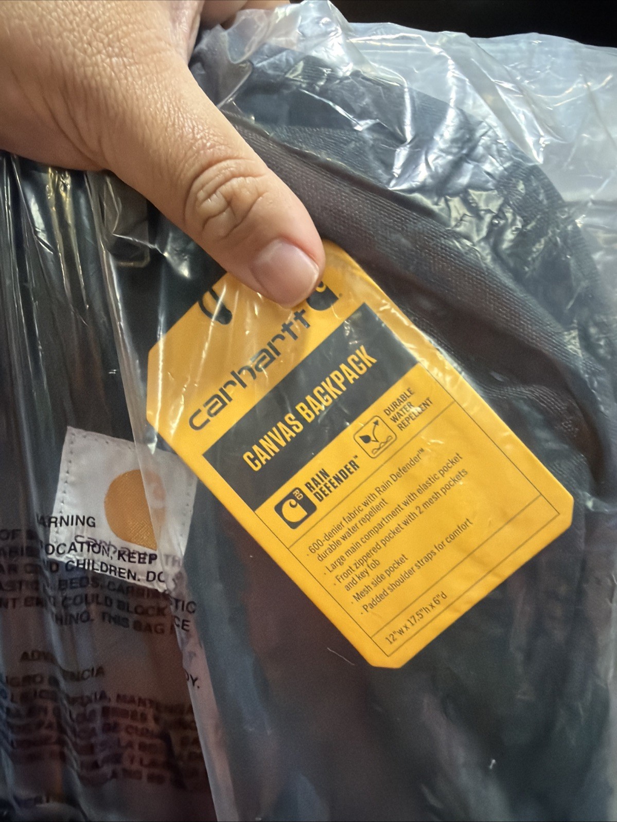 Carhartt Canvas Black Backpack 600-Denier Fabric Bag Laptop CT89241804 New